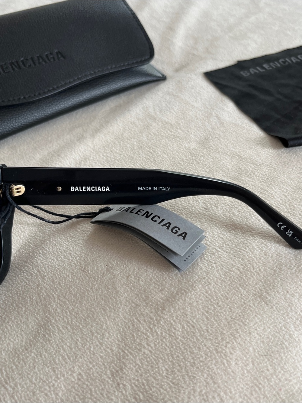 Balenciaga Square-Frame Acetate Sunglasses Black Womens BB0234S NWT - Picture 10 of 15